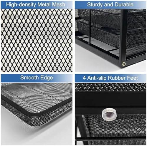 Natwind Mesh Desk Organizer with 6 Tier Sliding Drawers,Black - Image 4