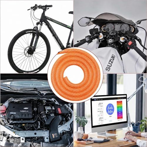 Automotive Wire Loom High Temperature Braided Wire Loom, Split-Sleeve Heat Resistant Wiring Loom Cord Cover for Harness Wires, Self-Wrapping Heavy Duty Sheathing Cable Management Orange (1/2"-30Feet) - Image 7