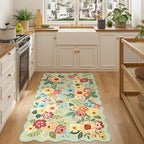DUKINO 3x5 Area Rugs, Non Slip Floral Washable Rug for Bedroom, Green - Image 5