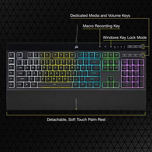 Corsair K55 RGB PRO Membrane Wired Gaming Keyboard – Black - Image 7