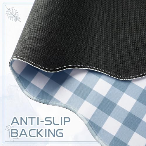 Sabary Gingham Desk Mat Scalloped Dust Blue, 35.4 x 15.7 Inch - Image 5