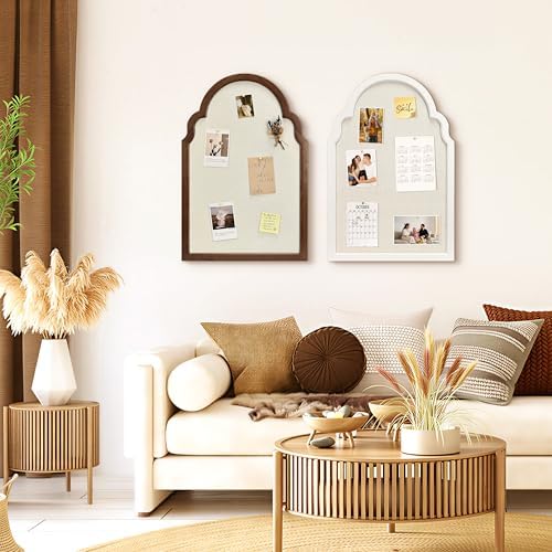 Arch Fabric Cork Board with Brown Frame, 20x30 in - Image 7