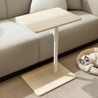 YUHFERA Sofa Armrest Tray Table for Couch - 360 Swivel Height Adjustable End Table for Small Spaces, Snack Side Table for Bed or Chair with Phone & Tablet Slot (Oak, Enlarged) by YUHFERA