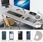 Wireless Charging Mouse Pad Firelison 2 in 1 Leather Multifunctional Office Desk Pad with Non-Slip Rubber Base, Waterproof Desk pad for Computers/Office/Work/Home/Decor（ 36" x 17"Grey - L） - Image 6