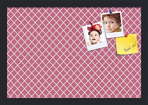 PinPix 19x13 inch Cork Bulletin Board. This Decorative Framed Pin Board Comes with Diamond Pattern in Hot Pink Design and Satin Black. Ideal for Home, Office Decor or School (PinPix-302) by PinPixBulletinBoards