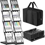 2 Pieces Portable Literature Display Stand, 4-Pocket Brochure Rack with Bag by Tatuo