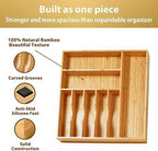 Umilife Large Kitchen Drawer Organizer, 19"x20" Silverware Utensils Organizer, 2.5" High for Large Deep Drawers, Bamboo Flatware Holder with Thick Frames, Sturdy Kitchen Organization Tray - Image 2