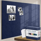 X-Large Cork Board Alternative 12-Pack Felt Bulletin Board Thick and Decorative Pin Board for Home Office Walls 47.24 x 35.43 Inches with 72 Adhesive Tabs - [Denim Blue] by EkkogoAcousticPanels