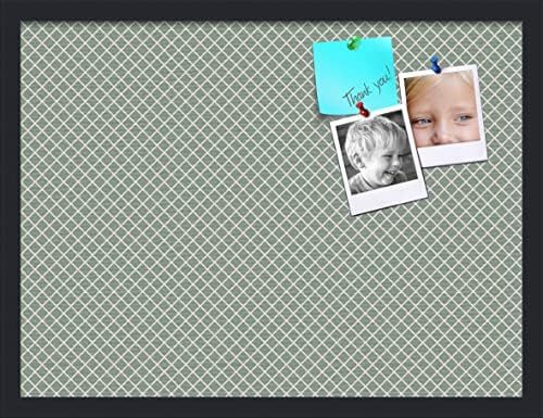 PinPix 24x18 inch Cork Bulletin Board. This Decorative Framed Pin Board Comes with Diamond Pattern in Nile Green Design and Satin Black. Ideal for Home, Office Decor or School (PinPix-380) by PinPixBulletinBoards