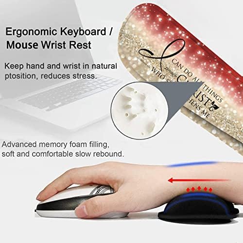 Large Gaming Mouse Pad, Keyboard Wrist Rest pad + Mouse Wrist pad + Coaster Set Extended Waterproof Non-Slip Table mat Suitable for Home Office Learning Games - Bible Verse Pink Philippians 4-13 - Image 7