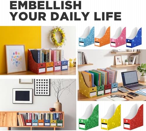 Jutom 32 Pcs Cardboard Magazine File Holders Organizer, Solid, Glitter - Image 6