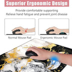 Large Keyboard Mouse Pad Set, Extended Mouse Pad+Keyboard Wrist Rest Support, Memory Foam Ergonomic Easy Typing, 4Pcs (31.5×11.8 in) Desk Pad Set for Office Home,Black and White Gold Marble - Image 5