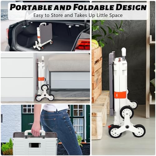 Foldable Utility Cart Collapsible Portable Crate Rolling Carts with Stair Climbing Wheels Tote Basket with Magnetic Lid Telescopic Cover Wear-Resistant 360°Rotate Wheel Noiseless for Shopping Office - Image 5