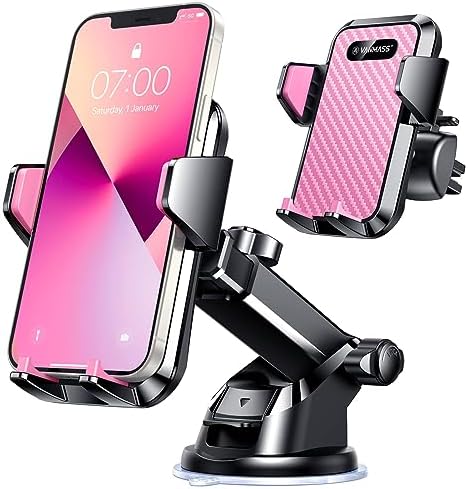 VANMASS【85+LBS Strongest Suction & Military-Grade Ultimate Car Phone Mount【Patent & Safety Certs】 Cell Phone Holder for Dash Windshield Vent for iPhone 17 Pro Max Automobile Interior Sets, Light Pink by VANMASS