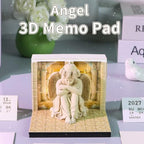 2027 Time Piece Calendar, 3D Sticky Notes 2027, Desk Calendar With LED Light, Tree Memo Pad Creative Artsy Pads 3D Art Calendar, Paper Carving Gift, Desktop Decoration(Angel) - Image 2