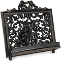 AELS Vintage Ornated Cookbook Stand for Kitchen Counter, Farmhouse Recipe Book Holder, Retro Heavy Duty Cook Book Stand, Gift Ideas, Antique Black Hollowed Decor by AELS