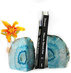 JIC Gem Teal Agate Geode Heavy Duty Bookends with Anti-Slip Rubber Bumpers - Image 6