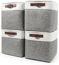 Bagnizer Collapsible Fabric Storage Cubes 11x11 Cube Storage Bins, 4 Pack Closet Baskets Box with Handles for Organizing, Shelf, Toys, Clothes, Home, Office, Nursery (Grey&White) by Bagnizer