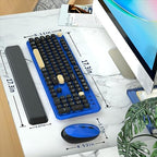 Retro Wireless Keyboard and Mouse Combo with Wrist Rest (Klein Blue) - Image 6