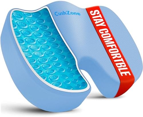 Gel Seat Cushion, Cooling Memory Foam Cushion for Office Chair, Blue by CushZone