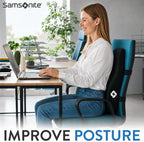 Samsonite Memory Foam Lumbar Support Pillow, Ergonomic Back Cushion for Office Chair, Gaming Chair, Automotive Full Back Support, Home Essentials for Sitting Comfort and Posture Relief, Black - Image 2