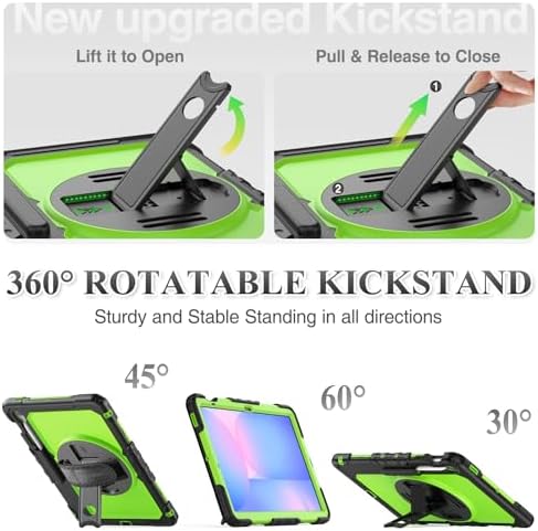 SEYMAC stock Case for Samsung Galaxy Tab S10 FE+ Plus 5G Tablet Case 13.1'' Protective with Screen Protector, Pen Holder, 360 Rotate Stand, Hand Strap, Shoulder Strap, Green1 - Image 5