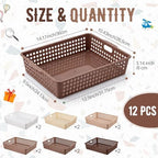 Geetery 12 Pack Classroom Storage Baskets with Handle,Gradient Brown - Image 2