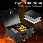 Dalmbox Fire Resistant Document Lock Box Safe Dual Key & Combo, Black - Image 2