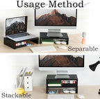 TEAMIX 2-Pack Wood Monitor Stand Riser for Desk , Black - Image 2