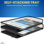 1InTheOffice Side Load Letter Tray Stackable, Black Mesh Tray Legal Size, "2 Pack" - Image 6