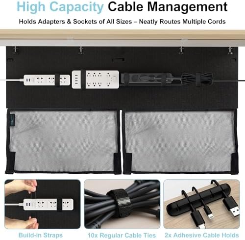 No Drill Under Desk Cable Management Privacy Panel,47.2" Felt Modesty Panel - Image 2