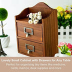 Mini Vintage 2 Drawer Desktop Organizer - Rustic Card Catalog with Label Holders - Small Chest for Storage and Organization - Library Box - 2-Pack - Image 3