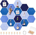 6.7 x 5.9 in 16 Pcs Hexagon Cork Board Tiles, Felt Pin Boards, Ocean by Mindsoft