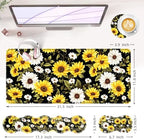 Large Keyboard Mouse Pad Set, Extended Mouse Pad+Keyboard Wrist Rest Support, Memory Foam Ergonomic Easy Typing, 4Pcs (31.5×11.8 in) Desk Pad Set for Office Home,Flower Daisies - Image 6