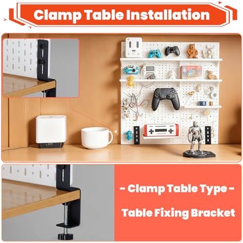 4 Pcs Desk Clamp, Pegboard Fixing Bracket Desktop Fixing Bracket, Office Game Home Desktop Accessories Brackets, Pegboard Organizer Metal Brackets (Black) - Image 4