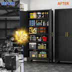 GAIOUS 75'' Tall Metal Garage Storage Cabinet, File Cabinet with 2 Doors and 5 Adjustable Shelves, Black Outdoor Steel Tool Cabinets for Home Office,Warehouse,Garage - Image 6