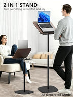 2-in-1 Adjustable Floor & Desktop Music Book Stand, Black - Image 4