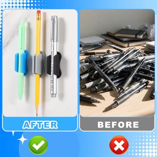 Sherr 60 Pack Adhesive Silicone Pencil Holders Bulk for Desk,Wave,Neutral - Image 5