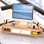 Triangle Monitor Riser,Cut Triangular Computer Monitor Desktop Corner Stand,Desktop Corner Shelf With Drawers Wooden Computer Stand With Storage Laptop Risers Office Organization. - Image 5