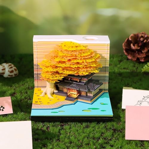 3D Memo Pad Paper Carving Art 3D Sticky Notes Convenience Post Notes Marriage Tree Kawaii Notepad with Light Pen Holder DIY Creative Gifts - Image 2
