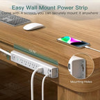 Addtam 10ft Power Strip Surge Protector, 6 Outlets and 4 USB Port (2 USB C) - Image 4