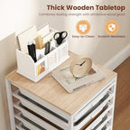 Giantex Rolling Storage Cart with 6 Drawers, Utility Cart w/Wooden Tabletop, Lockable Wheels, Multipurpose Organizer for Art Craft Books Paper, Drawer Carts for Dorm Classroom Office, White - Image 7
