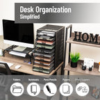 Mind Reader 10-Drawer Desk Organizer for Office Supplies, Crafts, Mail Sorting & More, Metal Mesh, Black - Image 6