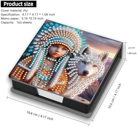 4Pcs Wolf and Owl PU DIY Diamond Art Painting Sticky Notes Holder (640 Blank Notepads) Cube Note Box Mosaic Craft Set for Office Accessories Desk Office Workplace - Image 6