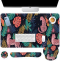 Arttown Keyboard Mouse Pad Set, 4 in 1 Desk Mat Set Leopard Tropical by Arttown