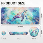 Britimes Keyboard Mouse Pad Set, 4 in 1 Desk Mat Set, Sea Turtle Cute - Image 2