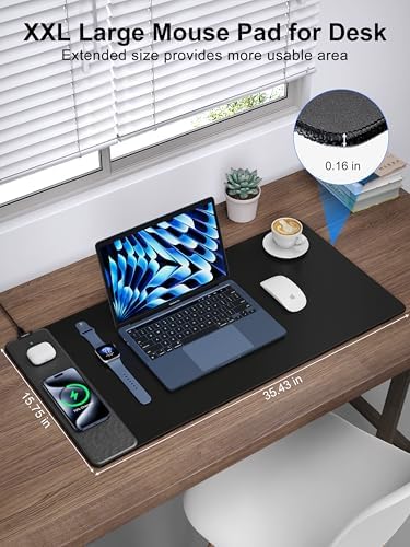 Mouse Pad with 15W Wireless Charging, 35.43"x15.75" XXXL Large Desk Mat - Image 3