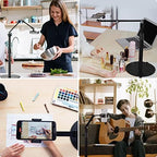 Viozon Tablet Phone Overhead Stand, Height & 360 Degree Angle Adjustable, Aluminum Desktop Stand, Compatible with 3.5-11" Cellphone or Tablet Such as iPhone iPad Pro Air Mini, Samsung, Nexus(AP-4P-B) - Image 2