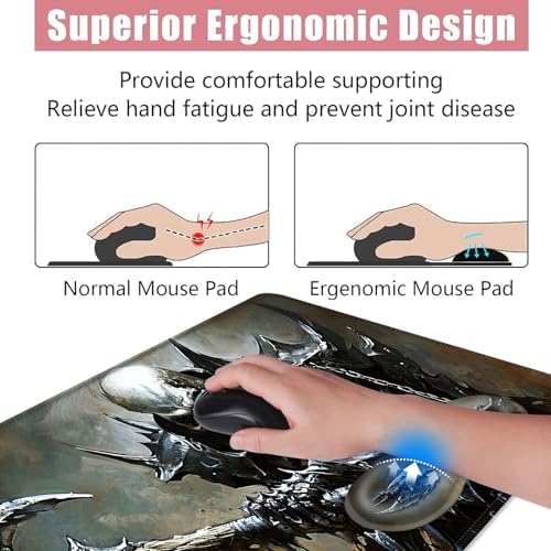 Large Keyboard Mouse Pad Set, Extended Mouse Pad+Keyboard Wrist Rest Support, Memory Foam Ergonomic Easy Typing, 4Pcs (31.5×11.8 in) Desk Pad Set for Office Home,Funny Skeleton - Image 5