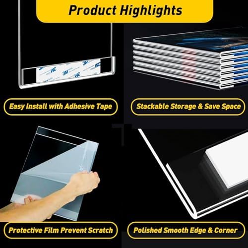 10 Pcs Acrylic Sign Holder 8.5 x 11, Vertical Wall Mount Sign Holders - Image 4